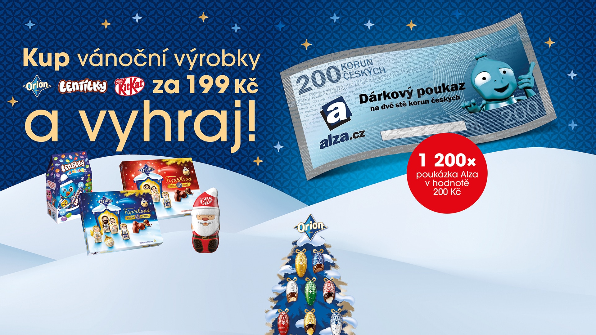 Kup vánoční výrobky – ORION, LENTILKY, KitKat a vyhraj