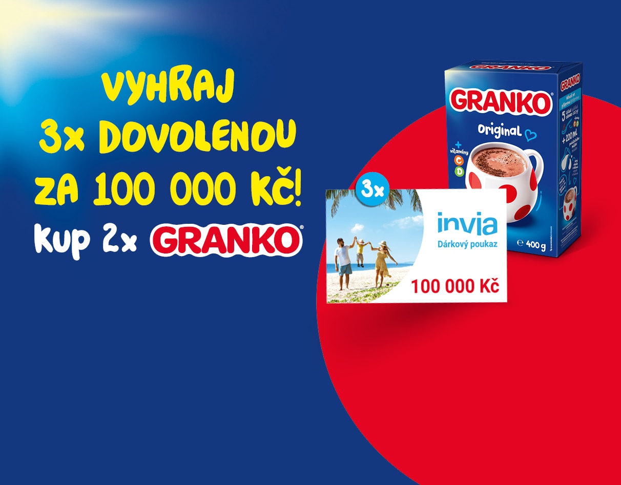 Kup 2x GRANKO a VYHRAJ 3x dovolenou za 100 000 Kč!